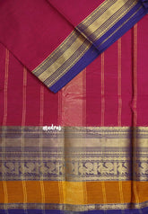 Beet Pink - Karthigai Silk Cotton Plain Body with Peacock and Skirt Border